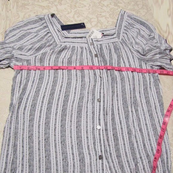 Adrienne Vittadini womens top size XL raglan sleeves white n black stripes nwt - Picture 13 of 15